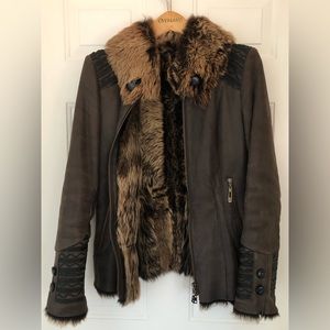 Rich brown, luxurious Overland Trading Co. XS Lambskin Coat. Super warm.